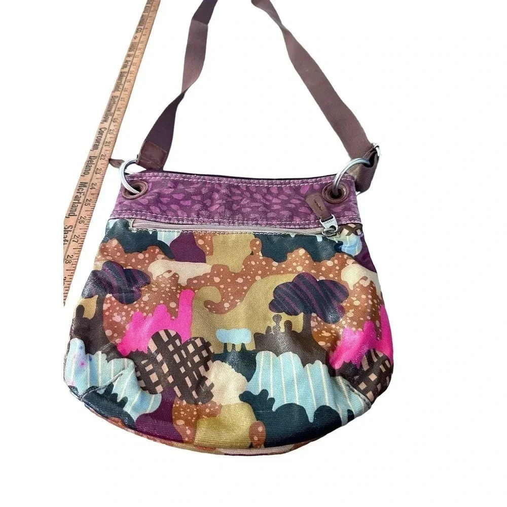 Fossil Key per Coated Canvas Mod Print Crossbody Satchel Bag - Picture 2 of 7